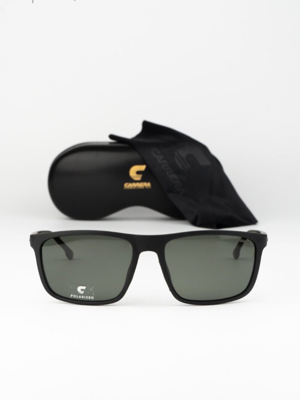 Carrera Men Sunglasses Black Green Polar Rectangular CARRERA 8047/S 07ZJ UC NEW